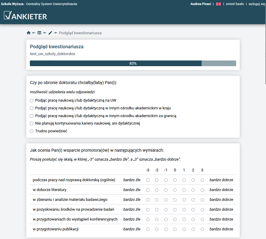 Podgląd kwestionariusza